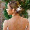 Silver Flower Bridal Hair Comb Pearl Crystal Rhinestone Bride Wedding Hair Pieces Decorative Flower Bride Hair Jewelry Accessories for Women and Girls