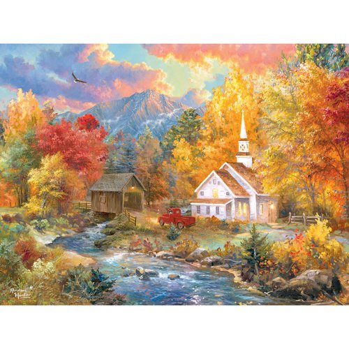 RoseArt - Abraham Hunter - Church by The River - 500 Piece Puzzle for Adults