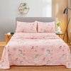 JSD Pink Moon Unicorn Kids Sheet Set Twin 3 Piece, Cute Printed Microfiber Bed Sheets for Girls Deep Pocket