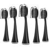 Replacement Toothbrush Heads for Burst Sonic Toothbrush with Dust Cover Caps, Soft Charcoal Bristles for Deep Clean, Black, Pack of 5