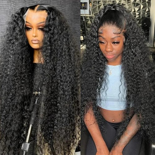 Muzkala 13x6 Deep Wave Lace Front Wigs Human Hair Wigs for Black Women 180% Density Deep Wave Frontal Wig with Natural Baby Hair Natural Color Deep Wave Wigs Lace Front Wigs Human Hair 24 Inch