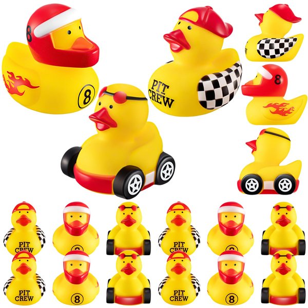 Shappy 24 Pieces Race Car Driver Rubber Duckies 2 Inch Mini Rubber Ducks for Baby Shower Birthday Party Decorations Gift Classroom, 3 Designs