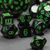 Poludie 15 Pieces Complete Polyhedral DND Dice Set D3-D100 Spherical D&D Dice Set with Dragon Eye Dice Bag, D100 Dice for Dungeons and Dragons, RPG, MTG Table Games(Black w/Green Numbers)
