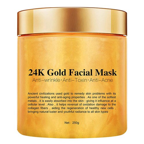 24K Gold Facial Mask, Gold Peel Off Mask, Rejuvenating Collagen Face Mask For Flawless Skin, Reduces Fine Lines & Wrinkles, Clears Acne, Minimizes Pores, Moisturizes & Firms Up Your Skin, 250g