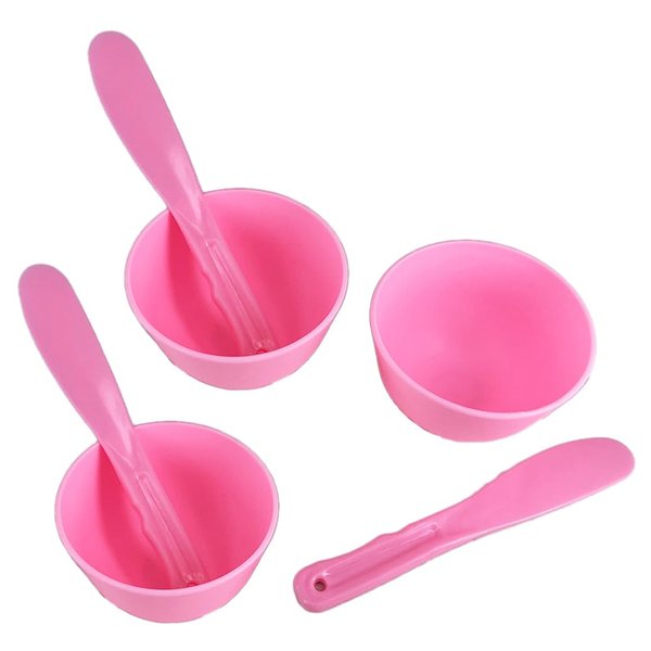 3 Sets Rubber Facial Mask Mixing Bowl With Plastic Spatula Facemask Bowl Mud Mask Mixing Bowl DIY Skin Care Mixing Tool Kit for Lady Women Home Beauty Salon Use, Pink