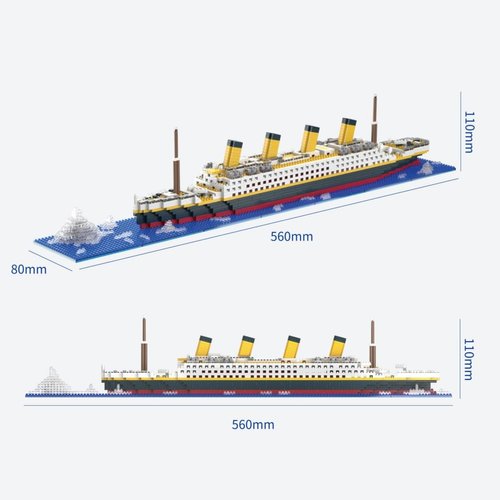 Architecture RMS Titanic Cruise Ship Model Construction Set, 1880 PCS, Building Blocks, Micro Blocks, Mini Bricks for Adults and Teens