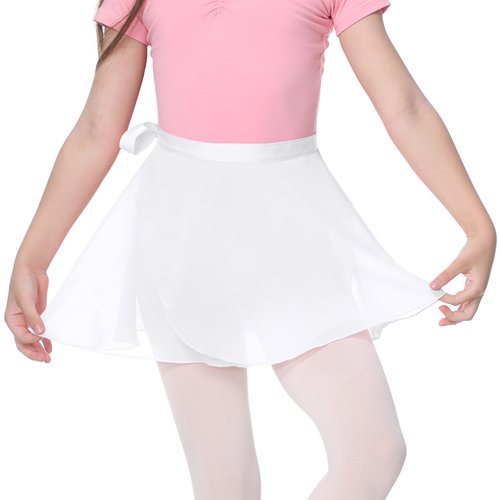 Durio Ballet Wrap Skirt Pull-on Ballet Skirts for Girls Ballet Skirt Toddler Ballerina Dance Skirt Ballet Clothes H White Small