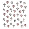 60pcs Planet Nail Charms Y2K Nails Design - Sliver Cross Nail Art Charms and Gems, 3D Chrome Nails White Pink Saturn Shape Shiny Rhinestones Nail Supplies, Crystal Acrylic Charm for Women