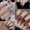 editTime Black 3D Mix Color Nail Art Charms Kit, Resin Camellia Rose Magritte Flower Butterfly Bow Moon Heart Love Star Bear Snake Crown Hollow Pearl Nail Charms with Tweezers and Pickup Pen(C5-black)