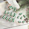 24Pcs St. Patrick's Day Press on Nails Short Square Fake Nails Green Shamrock Acrylic False Nails Lucky Four Leaf Clover Petite Glue on Nails Irish Artificial Nails for Saint Patrick's Day Manicure