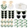 30pcs Bridesmaid Proposal Gifts Set with Bridesmaid Scrunchies Square Hair Claw Clip and Bachelorette Heart Sunglasses Girls Gift for Wedding Party Bachelorette Cam Party Favors (White&Green)