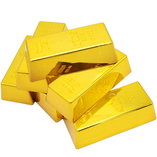 3pcs Fake Gold Bar Replica Golden Brick for Stage Decoration Pirate Costume Party Supplies, Bank Pretend Play(6.5 Inch).