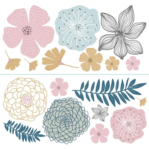 RoomMates RMK4643GM Pink Perennial Blooms Giant Peel and Stick Wall Decals