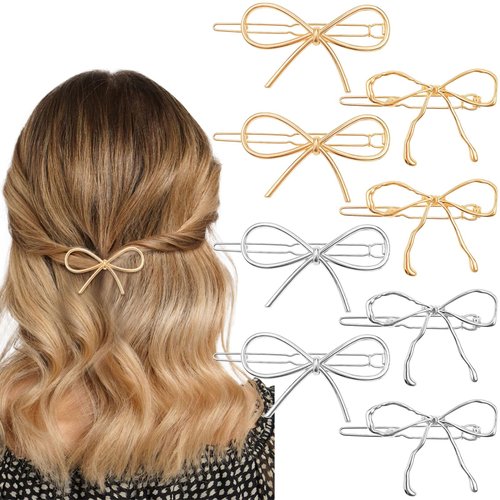 8 Pcs Metal Bow Hair Clips Chic Bows Hair Pins Elegant Cute Hair Barrettes Simple Minimalist Headwear Styling Accessories for Women Girls