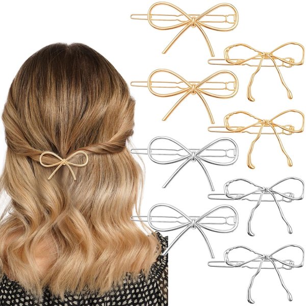8 Pcs Metal Bow Hair Clips Chic Bows Hair Pins Elegant Cute Hair Barrettes Simple Minimalist Headwear Styling Accessories for Women Girls