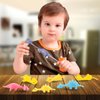 XIHIRCD 24pcs Finger Shooting Toys, Soft Rubber Finger Chicken Funny Mini Flying Dinosaur Toys Cute Animal Finger Toys for Boys Girls Gift Party Favors (Yellow Chick + Colorful Dinosaur)