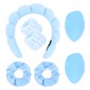 Semato 7pcs Spa Headband And Wristband Set with Velvet Scrunchies and Makeup Sponge Skincare For Washing Face Sponge Headband Bubble Headband Beauty Gifts For Women and Girls (blue)