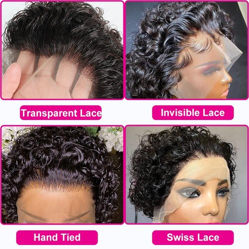 Short Curly Lace Wig Pixie Wigs For Black Women Human Hair 150% Density Pixie Cut Lace Front Wigs Human Hair 13x1 Short Curly Lace Front Wigs HD Glueless Pre Plucked Short Lace Front Pixie Cut Wig