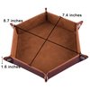 SIQUK 2 Pieces Dice Tray PU Leather Dice Folding Hexagon Tray Dice Holder for Dice Games Like RPG, DND and Other Table Games (Camel and Black)