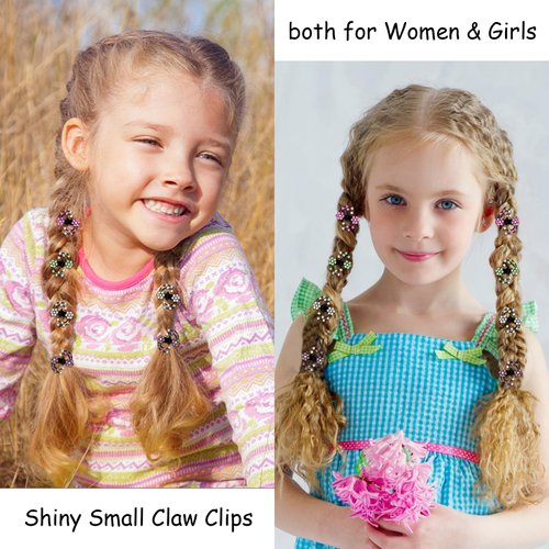 Ondder 20 Pcs Rhinestone Hair Claw Clips for Women Cute Shiny Small Flower Hair Clips for Girls