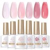 Born Pretty Jelly Gel Nail Polish Sheer Pink Gel Nail Polish Crystal Transparent Milky Gel Polish Kit Nail Art Varnish Collection Gift Set 10ML 6PCS