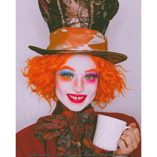 Spiky Long Glow-in-the-Dark Black & White Costume False Eyelashes for Drag Queen Halloween Dance Rave (1 pair, G201 (drag lash))