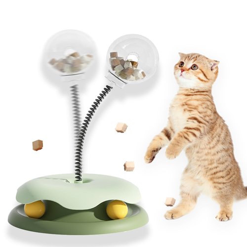 YURUX Cat Treat Dispenser Toy with Toys Roller Tracks, Interactive Slow Food Transparent Ball Kitten Fun Mental Physical Exercise Puzzle Kitten Toys cat Toys for Indoor Cats (Yellow)