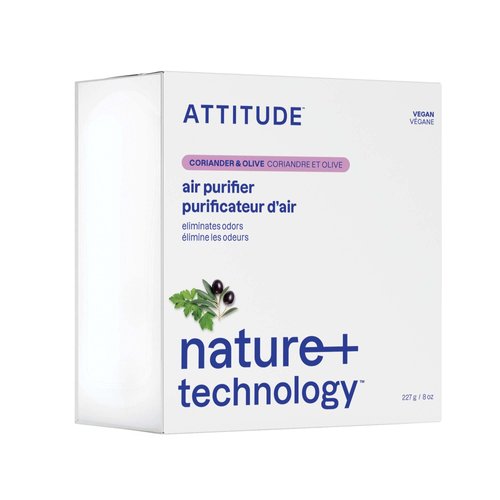 ATTITUDE Air Purifier, Activated Carbon Freshener, Odor Remover, Plant and Mineral-Based, Vegan, Coriander and Olive, 8 Ounces