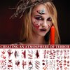 20 Pcs Halloween Body Face Scar Realistic Temporary Tattoos for Men Women,Fake Bloody Wound Stitch Scar Scab Horror Zombie Halloween Masquerade Waterproof Makeup Tattoo Stickers