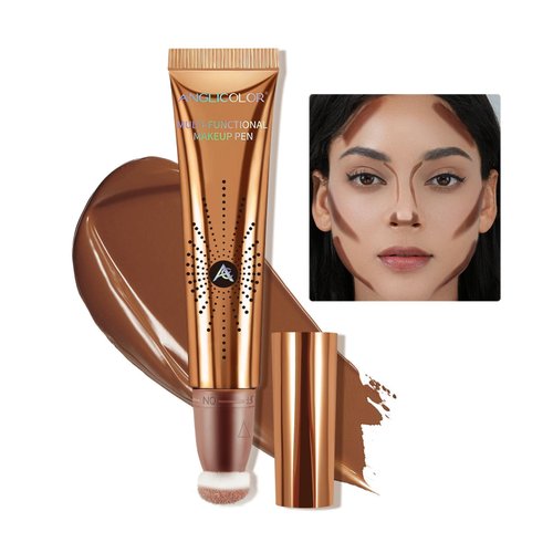 Anglicolor Contour Stick With Cushion Applicator,Liquid Contour Wand,Cream Contour Smooth,Bronzer Stick Lightweight Liquid Bronzer For Face (02#Fair/Medium)