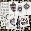 Oottati Waterproof 9 Sheets Back of Hand Fake Temporary Tattoo Stickers - Black Halloween Skull Horror Eye Devil Sun Moon Totem (Halloween)