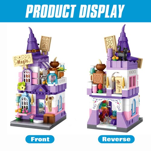 MEIEST Mini City Shop Street View Building Blocks Model Set,Simulation Architecture Collection Particle Construction Building Bricks Toy,Home Decoration,14+(Magic House)