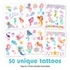 Savvi - 50 Mermaid Dream Temporary Tattoos: Glitter, Skin-Safe Ink, Great for Birthday Parties, Gifts for Boys and Girls Ages 4-12+, Made in the USA [6 sheets, 50 count]