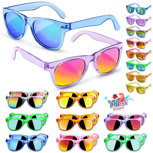 Kids Sunglasses Party Favors - 16 Packs Sunglasses Bulk for Kids with UV400 Protection in Bulk for Boys and Girls，Neon Sunglasses for Kids Birthday Graduation Party Gift