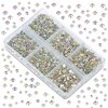 LPBeads 6000 Pieces Clear AB Non Hotfix Rhinestones 6 Sizes Round Crystal Glass Flat Back Rhinestones with Tweezers and Picking Pen for Nail Art Crafts Clothes Bags DIY