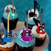 24pcs Guitar Cupcake Toppers Music Notes Rock Birthday Cake Picks Party Decorations for Guitar Player Theme Baby Shower Supplies