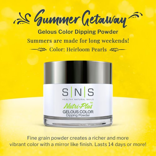 SNS Nail Dip Powder, Gelous Color Dipping Powder - Heirloom Pearls (White, Shimmer) - Long-Lasting Dip Nail Color Lasts 14 Days - Low-Odor & No UV Lamp Required - 1 OZ