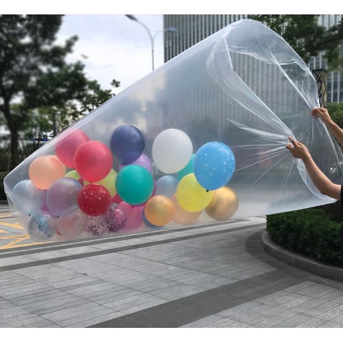 98.4 x 47 Inch Plastic Balloon Bag Clear Giant Storage Bags for Birthday Celebration New Year’s Eve Party Supplies