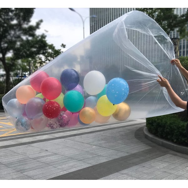 98.4 x 47 Inch Plastic Balloon Bag Clear Giant Storage Bags for Birthday Celebration New Year’s Eve Party Supplies