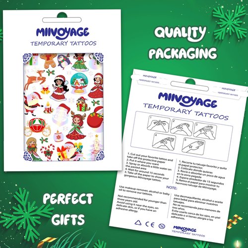 Holiday Temporary Tattoos for Kids Girls Boy Adults, American Holiday Tattoos Stickers, Holiday Party Favors Gifts, Holiday Stocking Stuffers for Kids, Holiday Goodie Bag Stuffers (CHRISTMAS)