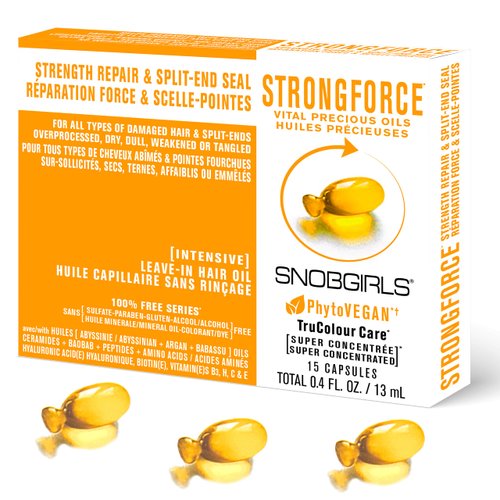SNOBGIRLS STRONGFORCE Salon Vegan Hair Oil Strength Repair &amp; Split End Seal for Dry Damaged Hair,...