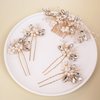 Beusoulover Wedding Hair Accessories Set of 1 Hair Comb and 4 Pearls Hair Pins for Brides and Bridesmaids, Girls, Women, Gold