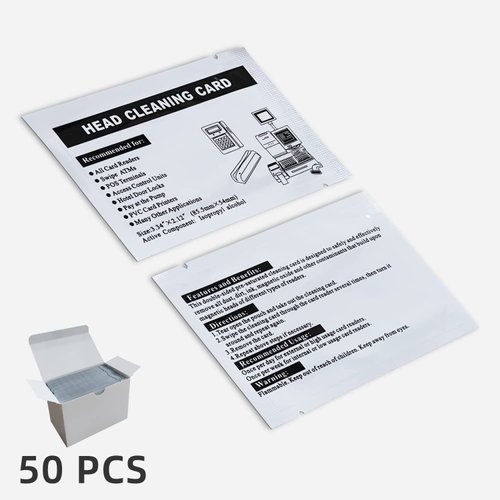 Credit Card Reader Cleaning Cards CR80 Dual Side POS Swipe Card Reader Cleaner for MSR90 MSR605X MSR X6 etc. (50 Cards)