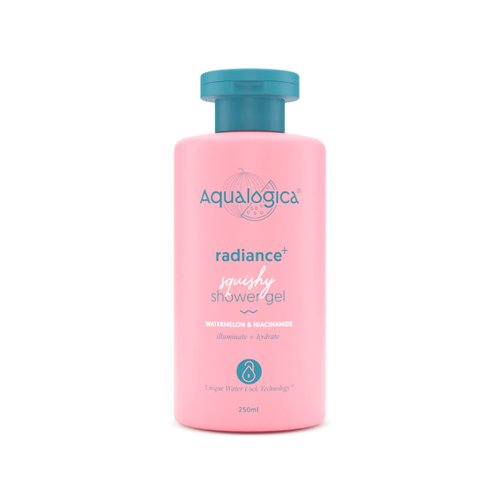 Aqualogica Radiance+ Squishy Shower Gel with Watermelon & Niacinamide | Relieves Dryness & Retains Moisture | Unisex Body Wash for Smooth & Radiant Skin | 8.45 Fl Oz/250ml