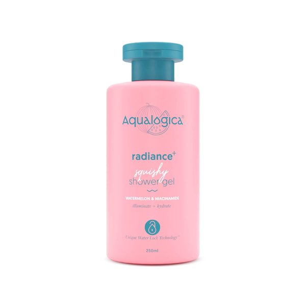 Aqualogica Radiance+ Squishy Shower Gel with Watermelon & Niacinamide | Relieves Dryness & Retains Moisture | Unisex Body Wash for Smooth & Radiant Skin | 8.45 Fl Oz/250ml