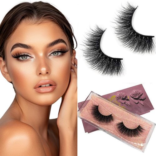 GOO GOO False Eyelashes 3D Mink Eyelashes 16mm Bushy Siberian Mink Fur Eyelashes Hand Made Lashes Natural Eyelashes Real Fake Eyelashes 1 Pair