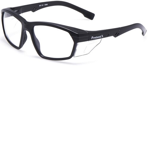ProtectX Super Light Safety Glasses, Voyager Clear Scratch Resistant Anti-Fog Lenses, Black Retro Frames, ANSI Z87.1 Rated, UV Protection, Rubber Nose Pads, Temple Guards