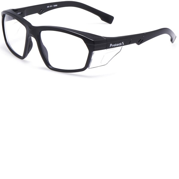 ProtectX Super Light Safety Glasses, Voyager Clear Scratch Resistant Anti-Fog Lenses, Black Retro Frames, ANSI Z87.1 Rated, UV Protection, Rubber Nose Pads, Temple Guards
