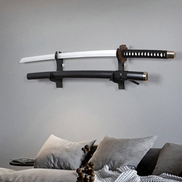 BYTOTU Katana Wall Holder-Katana Sword Wall Mount display-Sword display wall mount- Black Plexiglass - Katana holder wall mount-Sword display case-(Swords Not Included)