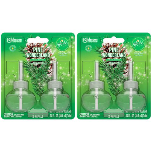 Glade Scented Oil Refills - Pine Wonderland - Holiday Collection 2020-2 Count Oil Refills Per Package - Pack of 2 Packages